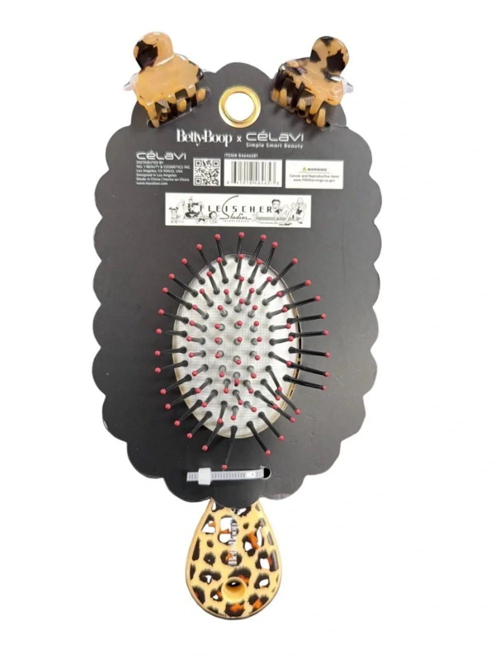 Betty Boop Kids Leopard Mini Hair Brush - Yellow/Black
